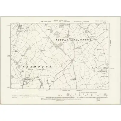 1896 Map of Durham XLIX.SE, 1898 Print