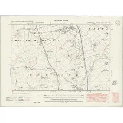 1939 Map of Durham XLIX.SW, 1947 Print