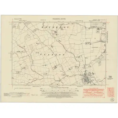 1939 Map of Durham XLV.NW, 1951 Print