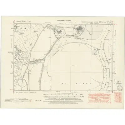 1939 Map of Durham XLV.SE, 1951 Print