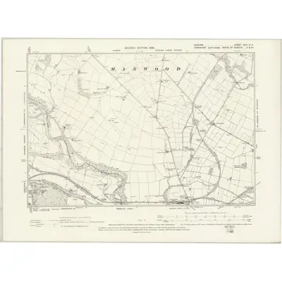 1896 Map of Durham XLVI.SE, 1898 Print