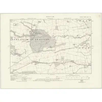 1914 Map of Durham XLVII.SW, 1923 Print