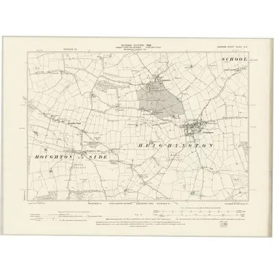 1896 Map of Durham XLVIII.NE, 1898 Print
