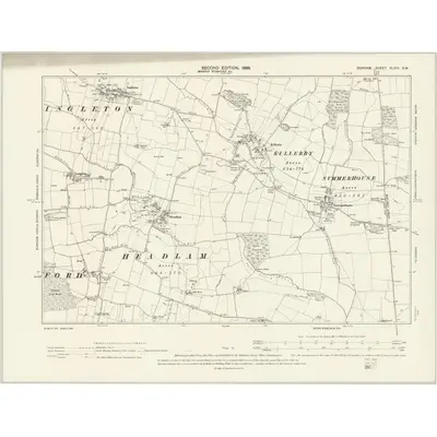1896 Map of Durham XLVIII.SW, 1898 Print