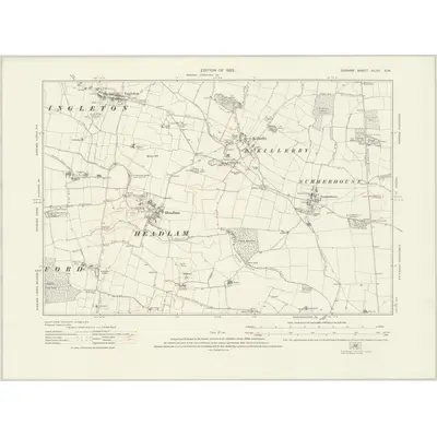 1914 Map of Durham XLVIII.SW, 1923 Print