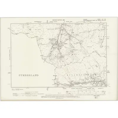 1895 Map of Durham XV.SW, 1899 Print