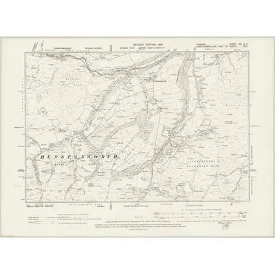 1895 Map of Durham XVI.NE, 1898 Print