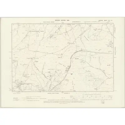 1895 Map of Durham XVI.SE, 1898 Print