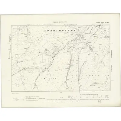 1895 Map of Durham XVII.NW, 1898 Print