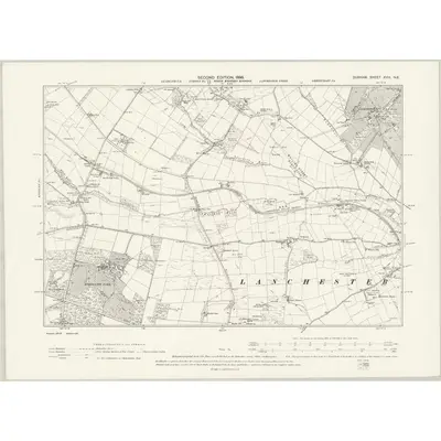 1895 Map of Durham XVIII.NE, 1898 Print