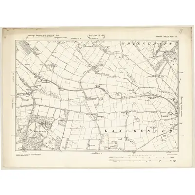 1938 Map of Durham XVIII.NE, 1939 Print