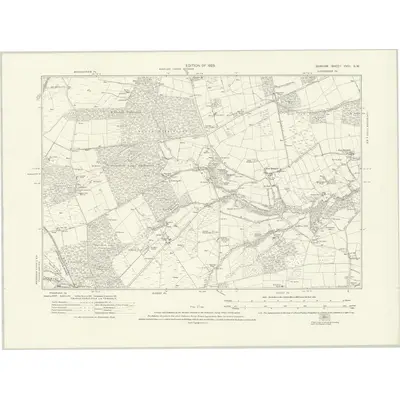1916 Map of Durham XVIII.SW, 1923 Print