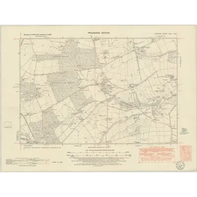 1948 Map of Durham XVIII.SW, 1951 Print