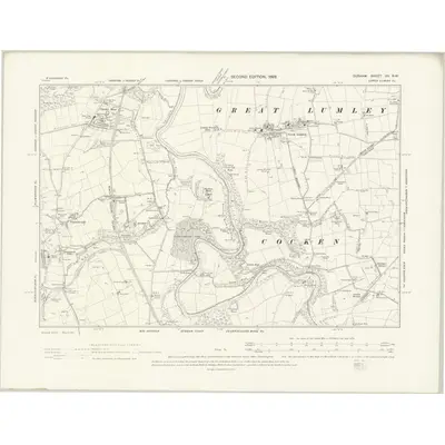 1895 Map of Durham XX.NW, 1898 Print