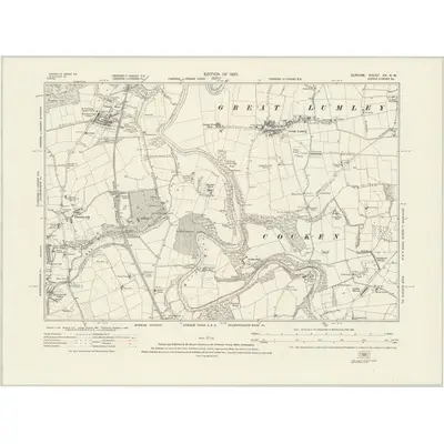1915 Map of Durham XX.NW, 1923 Print