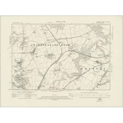 1915 Map of Durham XX.SW, 1923 Print