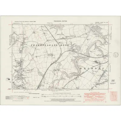 1938 Map of Durham XX.SW, 1947 Print