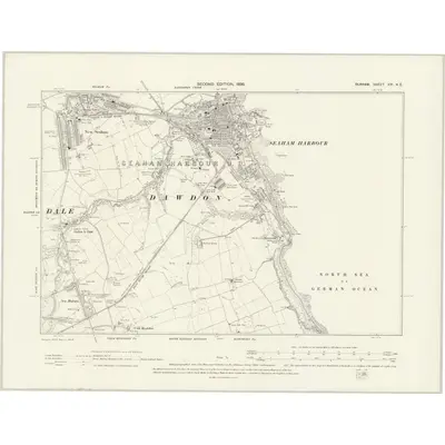1895 Map of Durham XXI.NE, 1898 Print