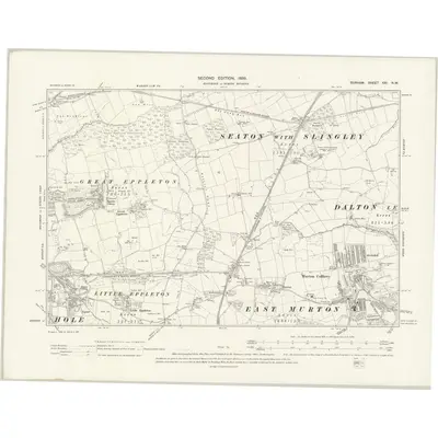 1895 Map of Durham XXI.NW, 1898 Print
