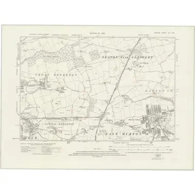 1914 Map of Durham XXI.NW, 1922 Print