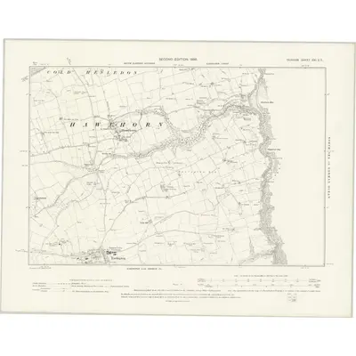 1896 Map of Durham XXI.SE, 1898 Print