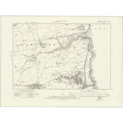 1914 Map of Durham XXI.SE, 1922 Print