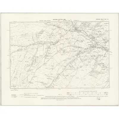 1896 Map of Durham XXII.SE, 1898 Print