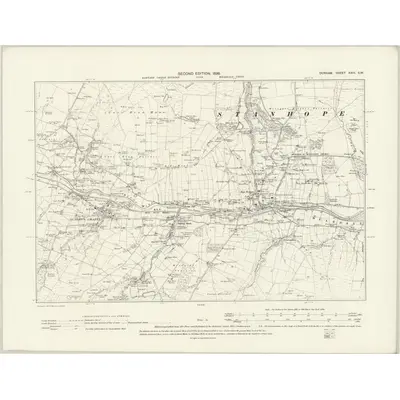1895 Map of Durham XXIII.SW, 1899 Print