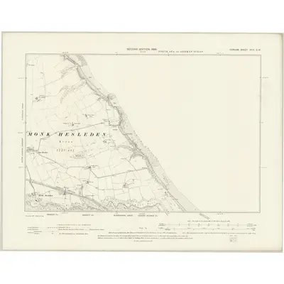 1896 Map of Durham XXIX.SW, 1898 Print
