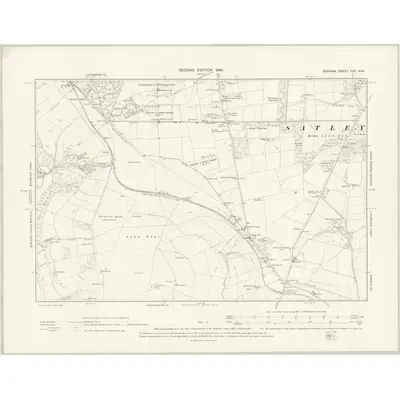 1895 Map of Durham XXV.NW, 1898 Print