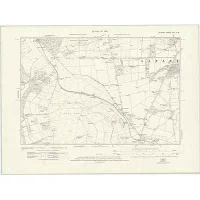 1916 Map of Durham XXV.NW, 1924 Print