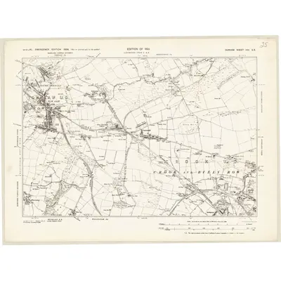 1938 Map of Durham XXV.SE, 1939 Print