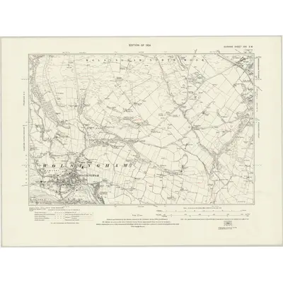 1916 Map of Durham XXV.SW, 1924 Print