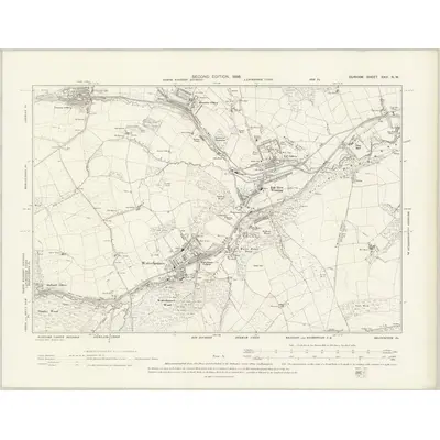 1895 Map of Durham XXVI.NW, 1898 Print