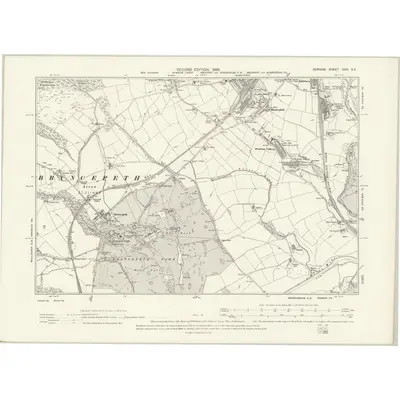1895 Map of Durham XXVI.SE, 1898 Print
