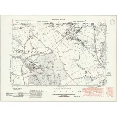 1938 Map of Durham XXVI.SE, 1947 Print