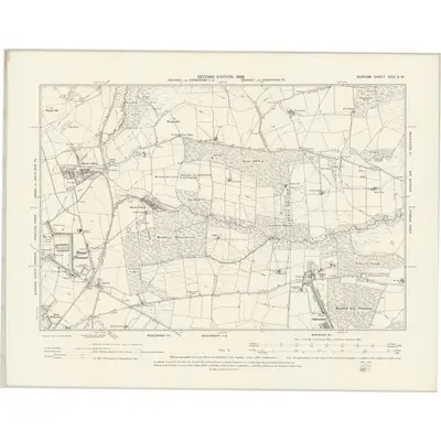 1895 Map of Durham XXVI.SW, 1898 Print