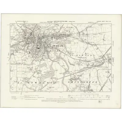 1895 Map of Durham XXVII.NW, 1898 Print