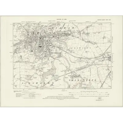 1915 Map of Durham XXVII.NW, 1923 Print