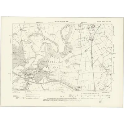 1895 Map of Durham XXVII.SW, 1898 Print