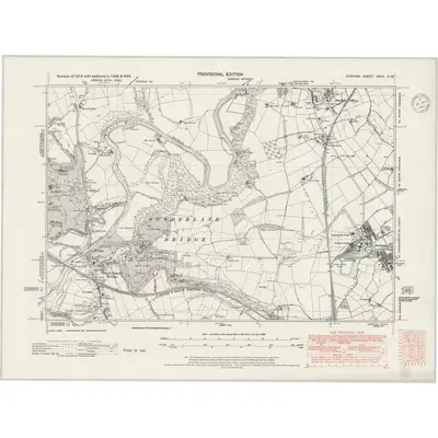1939 Map of Durham XXVII.SW, 1947 Print