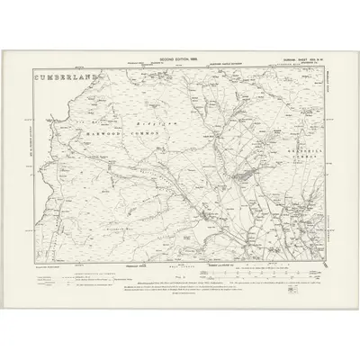 1895 Map of Durham XXX.NW, 1899 Print