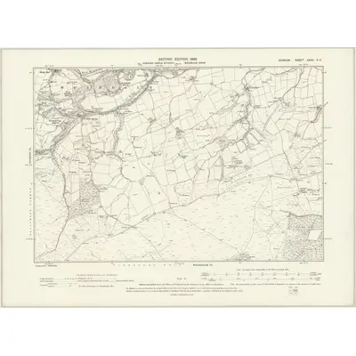 1896 Map of Durham XXXII.NE, 1898 Print