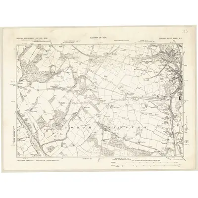 1938 Map of Durham XXXIII.NE, 1939 Print