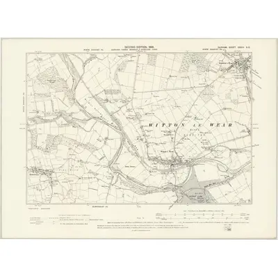 1895 Map of Durham XXXIII.SE, 1898 Print