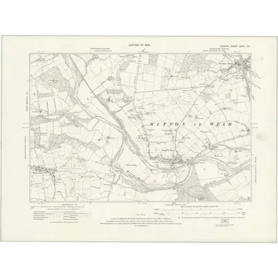 1915 Map of Durham XXXIII.SE, 1924 Print