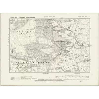 1895 Map of Durham XXXIII.SW, 1898 Print