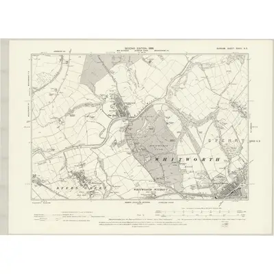 1896 Map of Durham XXXIV.NE, 1898 Print