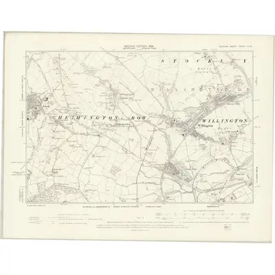 1896 Map of Durham XXXIV.NW, 1898 Print