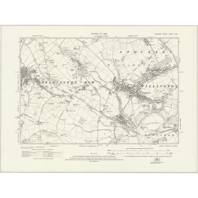 1915 Map of Durham XXXIV.NW, 1924 Print